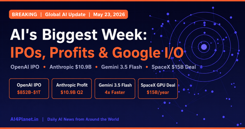 Global AI Update – May 23, 2026: OpenAI Files for IPO, Anthropic Turns Profitable, Google I/O Rewrites the Rules