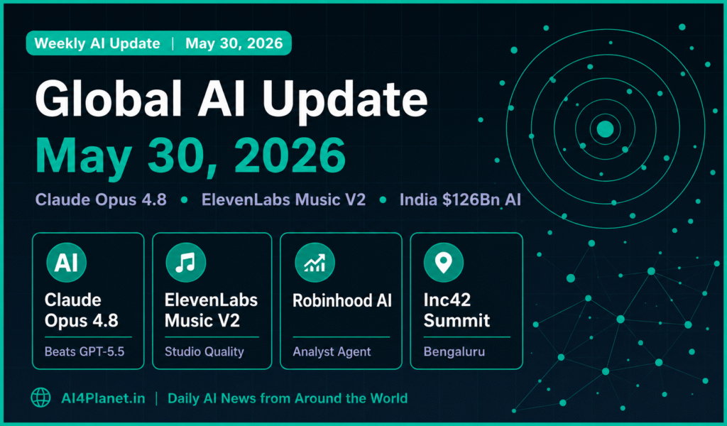 Global AI Update – May 30, 2026: Claude Opus 4.8 Lands, ElevenLabs Goes Studio, and AI Enters Your Portfolio