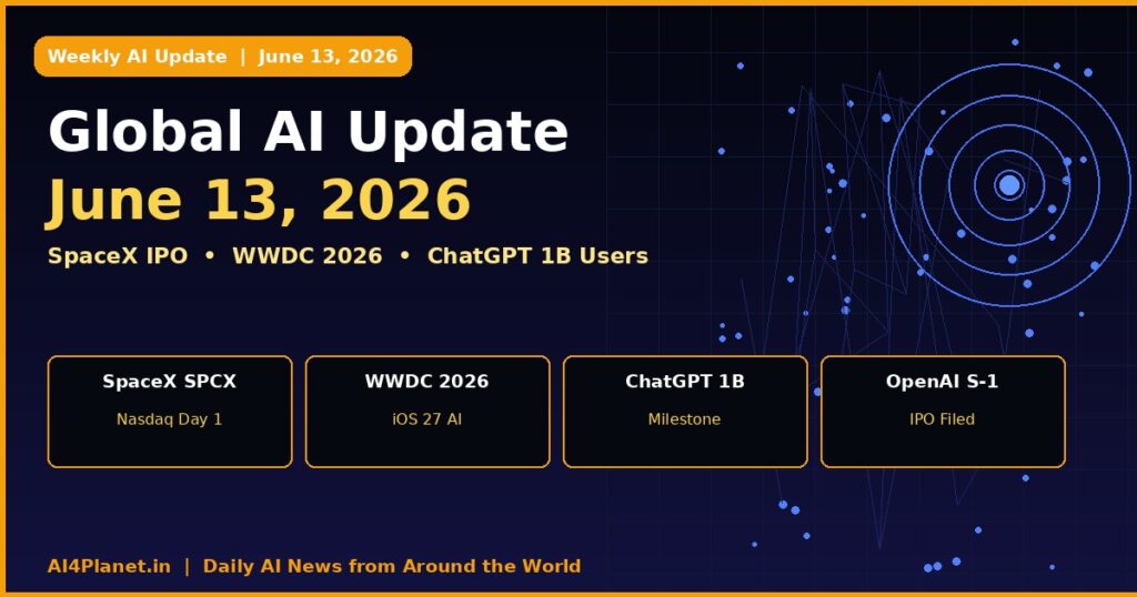 Global AI Update – June 13, 2026: SpaceX Lists, ChatGPT Hits 1 Billion Users, WWDC Redefines Siri, and OpenAI Files for IPO